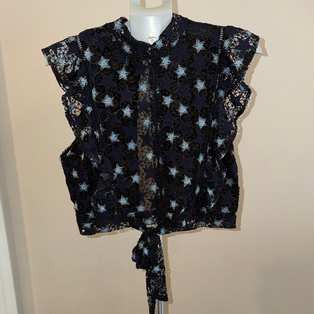 Willow & Clay Navy and Light Blue Star Lace Blouse